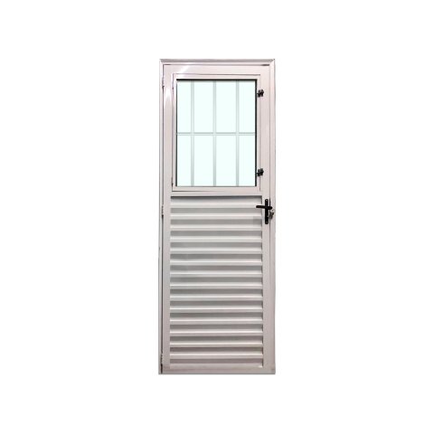 Porta Social Alumínio Branco Lado Direito 210x80 Linha 25 Esmeralda