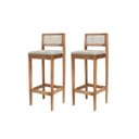Ver imagem 2 de Kit 2 Banquetas Assento Encosto Estofado em Linho Hellen:Mel com Linho Cru