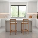 Ver imagem 1 de Kit 2 Banquetas Assento Encosto Estofado em Linho Hellen:mel com Linho Cru