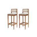 Ver imagem 2 de Kit 2 Banquetas Assento Encosto Estofado em Linho Hellen:mel com Linho Cru