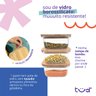 Kit 3 Potes de Vidro 380ml com Tampa de Bambu Hermético Marmita Quadrados - Tud - 5