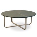 Ver imagem 1 de Mesa de Centro Redonda Alta para Sala Pés Industrial Amin L06 Couro Verde - Lyam Decor