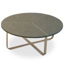 Ver imagem 2 de Mesa de Centro Redonda Alta para Sala Pés Industrial Amin L06 Couro Verde - Lyam Decor