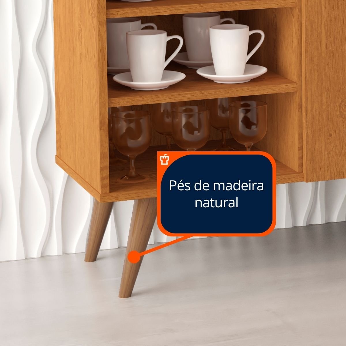 Buffet Aparador Cantinho do Café 2 Portas - Mod.2027 Cor:nature/off White - 4