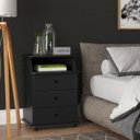 Ver imagem 2 de Criado Mesa de Cabeceira com 3 Gaveta e Nicho Luxo:preto