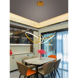 Lustre Luminaria Pendente Arco Aneis Infinito 3 em 1 LED Iluminaçao Ambiente Luxo Decoraçao Casa Sal - 5