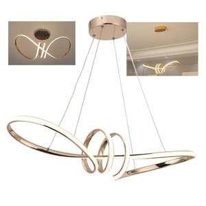 Lustre Luminaria Pendente Arco Aneis Infinito 3 em 1 LED Iluminaçao Ambiente Luxo Decoraçao Casa Sal