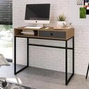 Ver imagem 1 de Mesa Escrivaninha Industrial 90cm 1 Gaveta Ivis Grafite/mel Z54 - Mpozenato