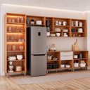 Ver imagem 4 de Cozinha Modulada 6 Peças com 1 Cristaleira 2 Balcões e 3 Armários Aéreos Celeste Cinamomo/Offwhite