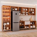 Ver imagem 4 de Cozinha Modulada 6 Peças com 1 Cristaleira 2 Balcões e 3 Armários Aéreos Celeste Cinamomo/Off White