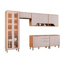 Ver imagem 2 de Cozinha Modulada 6 Peças com 1 Cristaleira 2 Balcões e 3 Armários Aéreos Celeste Cinamomo/Off White
