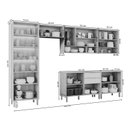 Ver imagem 3 de Cozinha Modulada 6 Peças com 1 Cristaleira 2 Balcões e 3 Armários Aéreos Celeste Cinamomo/Off White