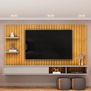 Ver imagem 1 de Painel Ripado TV 60 pol com Bancada Suspensa 179cm Joan D05 Cedro Bali - Lyam Decor