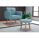 Ver imagem 2 de Kit Poltrona Decorativa Havana + Puff Boucle Azul F-495
