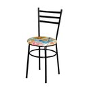 Ver imagem 5 de 2 Cadeiras para Cozinha Epoxi Preta Assento Floral Cor:happy Hour