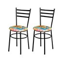 Ver imagem 3 de 2 Cadeiras para Cozinha Epoxi Preta Assento Floral Cor:happy Hour