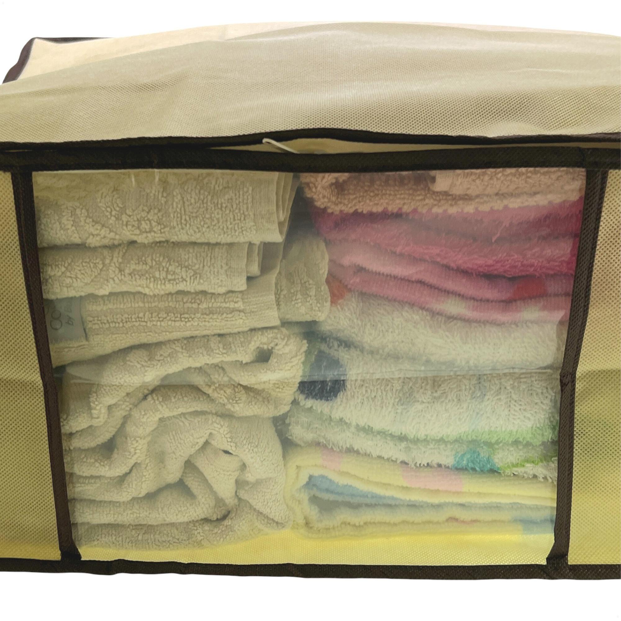 Kit 10 Caixa Organizadora Roupas Multiuso Toalha Lençóis Roupa De Cama Em TNT Dobrável 45x45x20cm - 7