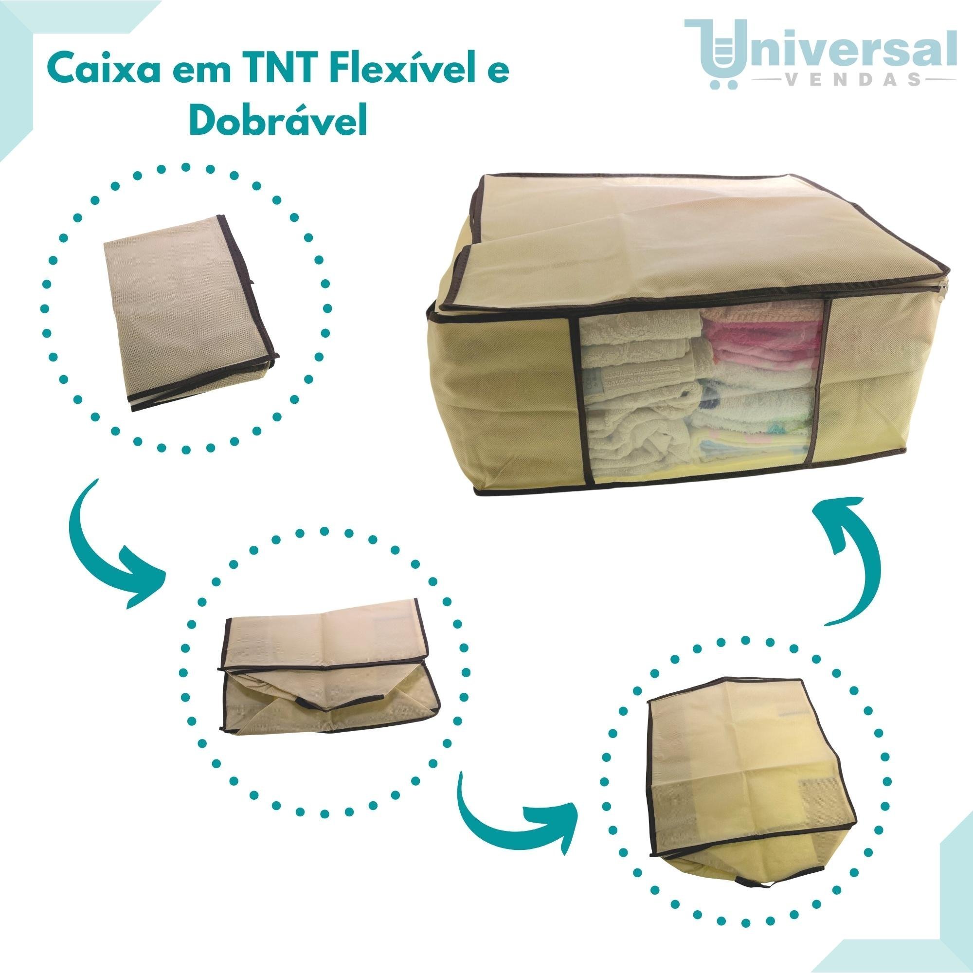 Kit 10 Caixa Organizadora Roupas Multiuso Toalha Lençóis Roupa De Cama Em TNT Dobrável 45x45x20cm - 6