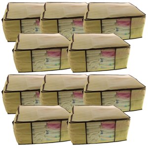 Kit 10 Caixa Organizadora Roupas Multiuso Toalha Lençóis Roupa De Cama Em TNT Dobrável 45x45x20cm