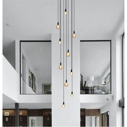 Lustre para Sala Pratic 10 Lâmpadas Preto Pé Direito Alto - 7