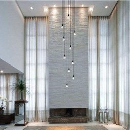 Lustre para Sala Pratic 10 Lâmpadas Preto Pé Direito Alto - 4