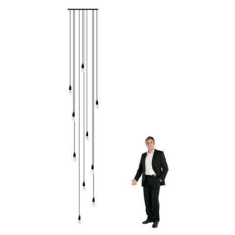 Lustre para Sala Pratic 10 Lâmpadas Preto Pé Direito Alto