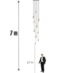 Lustre para Sala Pratic 10 Lâmpadas Preto Pé Direito Alto - 3