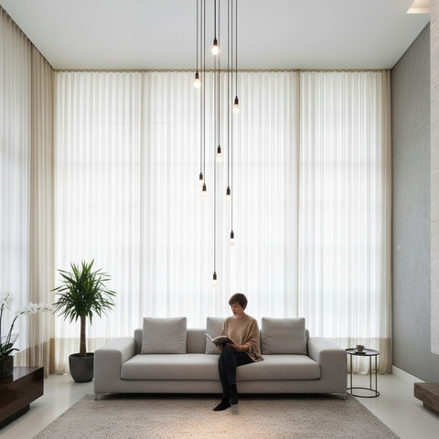 Lustre para Sala Pratic 10 Lâmpadas Preto Pé Direito Alto