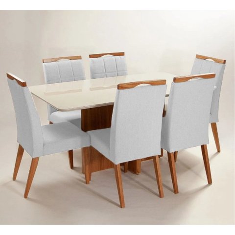Mesa de jantar + 6 cadeiras Paris Tampo 160 cm C 13