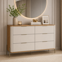 Ver imagem 1 de Comoda Curva 6 Gavetas Bellagio Cinamomo/Off White