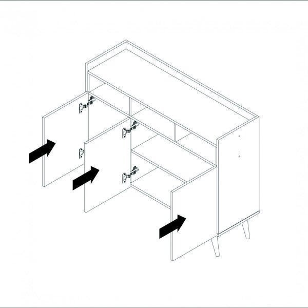 Aparador Buffet 3 Portas Life em MDP Nature/Off White 97 cm x 107.5 cm x 35 cm