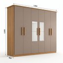 Ver imagem 3 de Guarda-Roupa Casal 6 Portas com Espelho Cover Marrom/Nature/Avelã