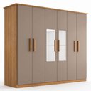 Ver imagem 2 de Guarda-Roupa Casal 6 Portas com Espelho Cover Marrom/Nature/Avelã