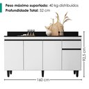 Ver imagem 3 de Balcao com Tampo 4 Portas 1 Gaveta 160 cm Grecia Branco Rudk