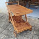 Ver imagem 3 de Carrinho Bar Style 2 Prateleiras Madeira de Demolição 55cm Amadeirado Nossa Kasa