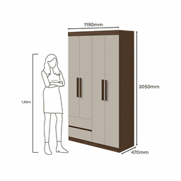 Guarda-Roupas Zeus 4 Portas S/esp E C/pes Pvc Imbuia Clean/off White Móveis Lopas - 4