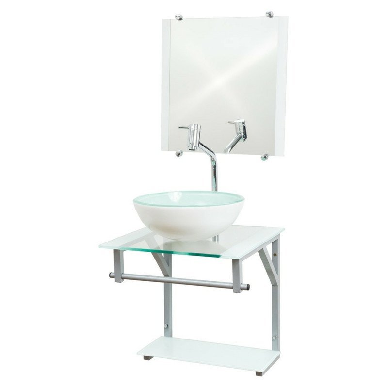 Gabinete de Vidro 40cm para Banheiro Cuba Redonda Branco - DaHora - 2