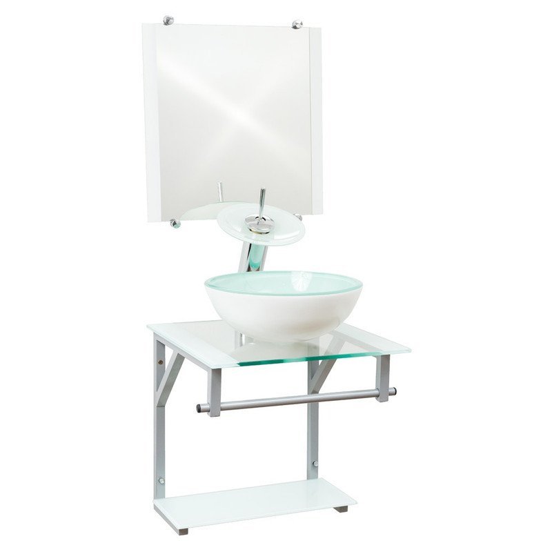 Gabinete de Vidro 40cm para Banheiro Cuba Redonda Branco - DaHora