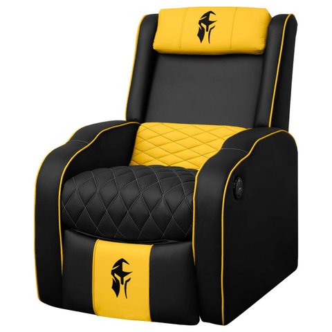 Poltrona Gamer Troia Streammer Reclinável Luxo Resistente até 150kg:corino Preto/amarelo
