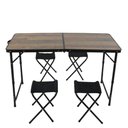 Ver imagem 1 de Kit Mesa Dobrável Portátil que Vira Maleta para Camping Praia Alumínio 120cm Madeira + 4