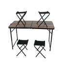 Ver mais imagens de Kit Mesa Dobrável Portátil que Vira Maleta para Camping Praia Alumínio 120cm Madeira + 4