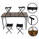 Ver imagem 2 de Kit Mesa Dobrável Portátil que Vira Maleta para Camping Praia Alumínio 120cm Madeira + 4