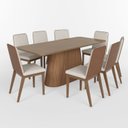 Ver imagem 2 de Conjunto Sala de Jantar Mesa com Tampo 100% MDF , Vidro e Canto Arredondado com 8 Cadeiras Olívia