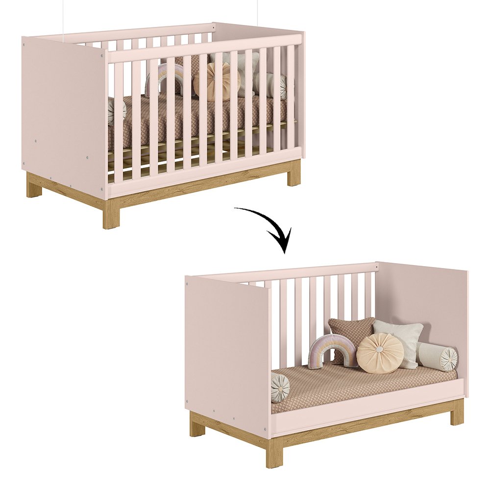 Berço Mini Cama 4315 Rosa Acetinado Patoti Móveis - 3