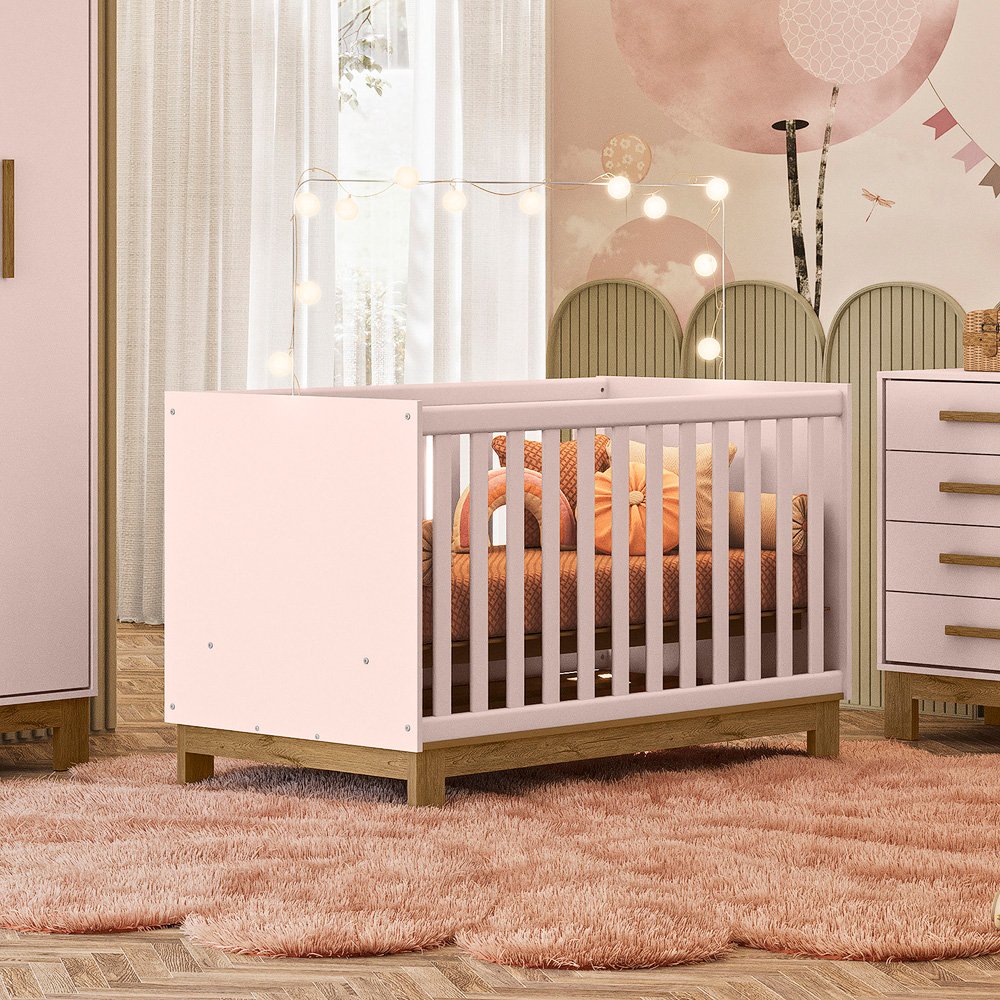 Berço Mini Cama 4315 Rosa Acetinado Patoti Móveis