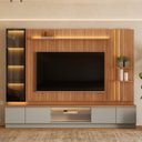 Ver imagem 1 de Estante para TV Modular com Cristaleira LED 290x220cm para TV até 75 Polegadas Magnum