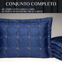 Ver imagem 6 de Kit Colcha Casal Queen Laurence 200fio Bordado Super Elegante:azul