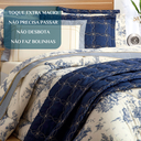 Ver imagem 5 de Kit Colcha Casal Queen Laurence 200fio Bordado Super Elegante:azul