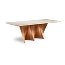 Ver imagem 1 de Mesa de Jantar Atenas 12 Lugares 260cm x 120cm, Base em Madeira Maciça e Tampo com Vidro Off White