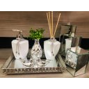 Ver imagem 1 de Kit Lavabo Luxo Prata Potes Aroma Sabonete Porta Escovas